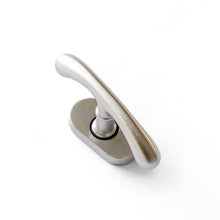 Load image into Gallery viewer, A bronze brass window handle with a cross-shaped turn knob, against a white background