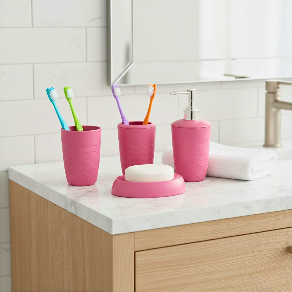 4-Piece Round Acrylic Bathroom Countertop Set