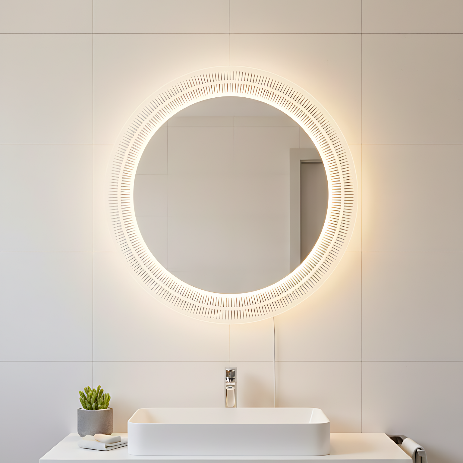 مرآة LED دائرية