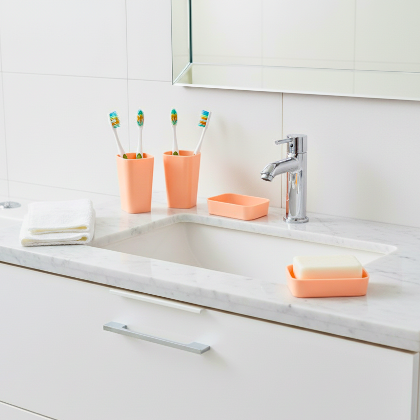 4-Piece Square Acrylic Bathroom Countertop Set
