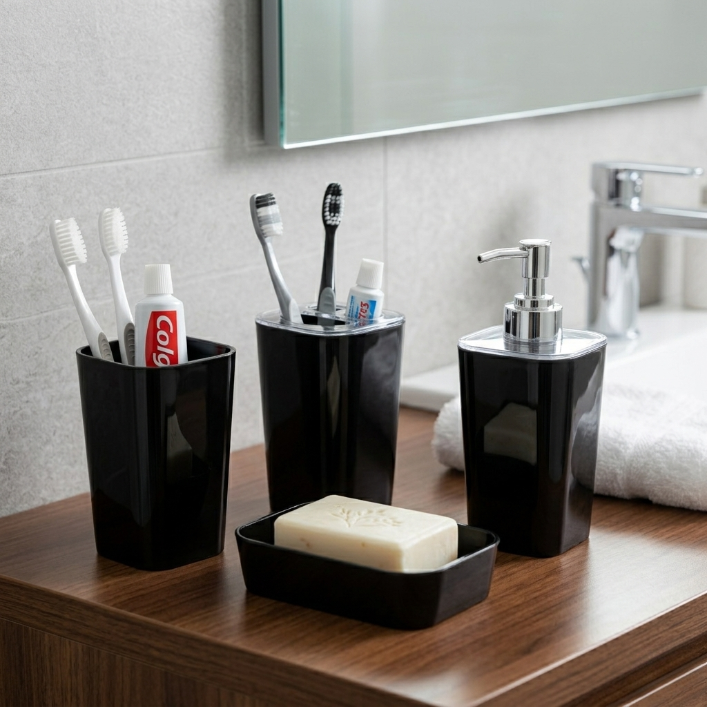 4-Piece Square Acrylic Bathroom Countertop Set