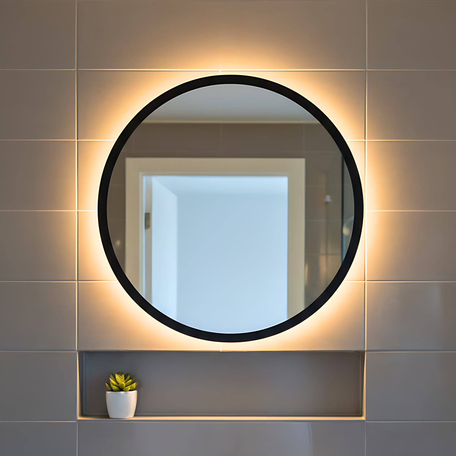 Framed Round LED Mirror