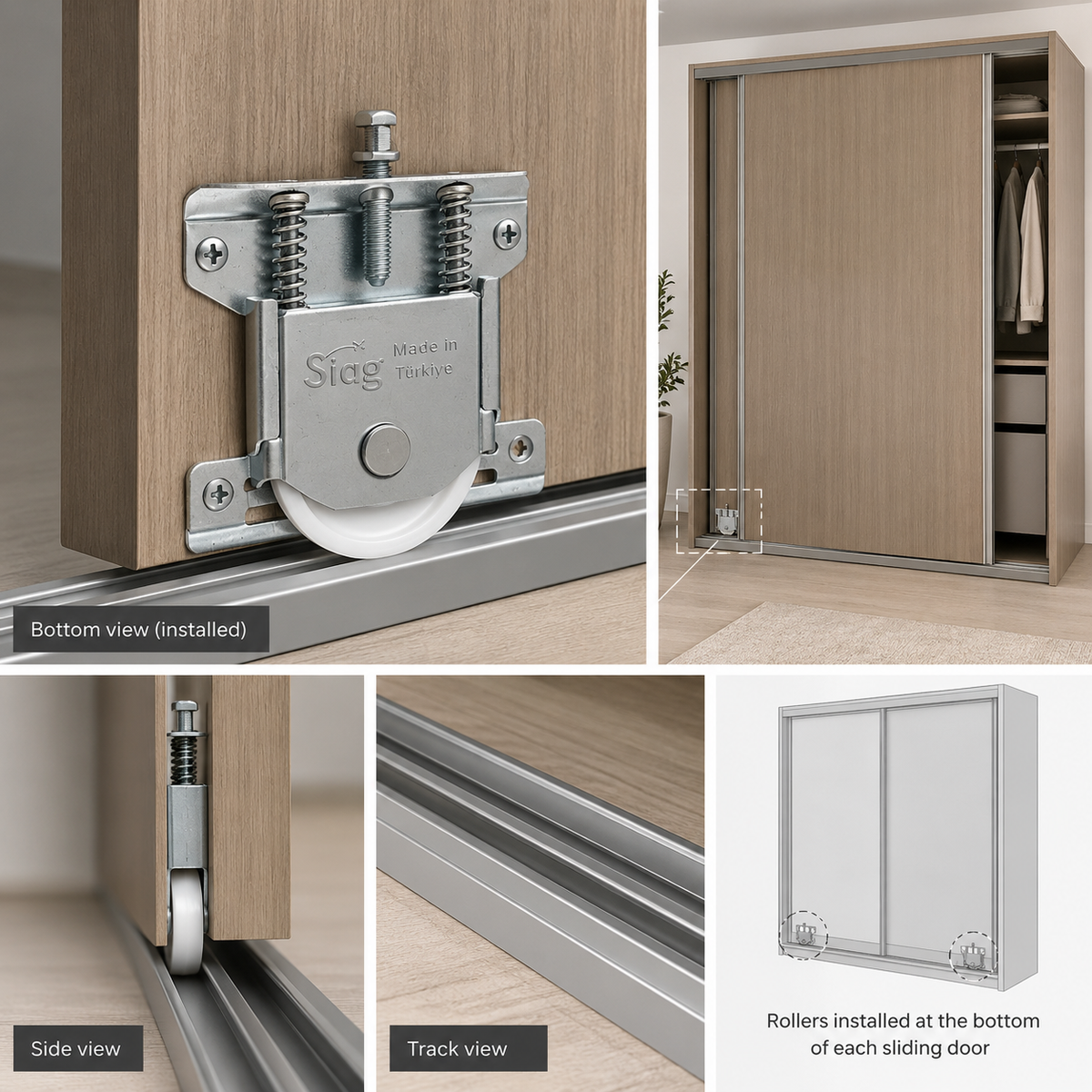 Adjustable Sliding Door Roller Set – 4 Pcs