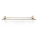 A gold*White-colored double towel bar against a white background.