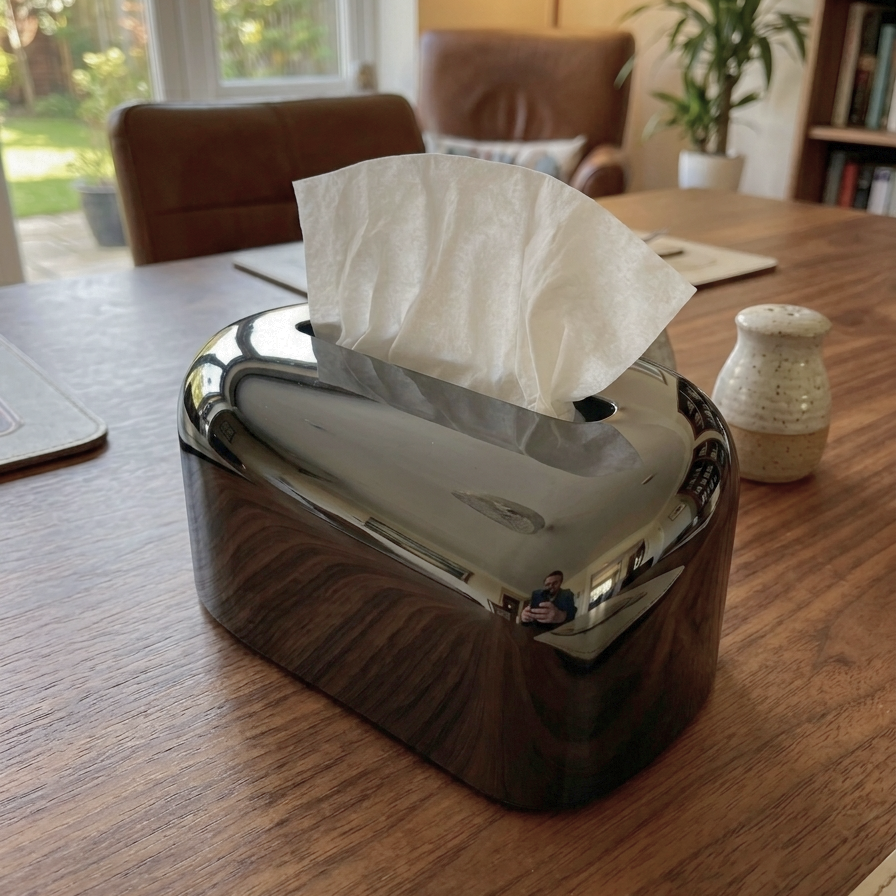 Modern Sculpted Metal Tissue Box