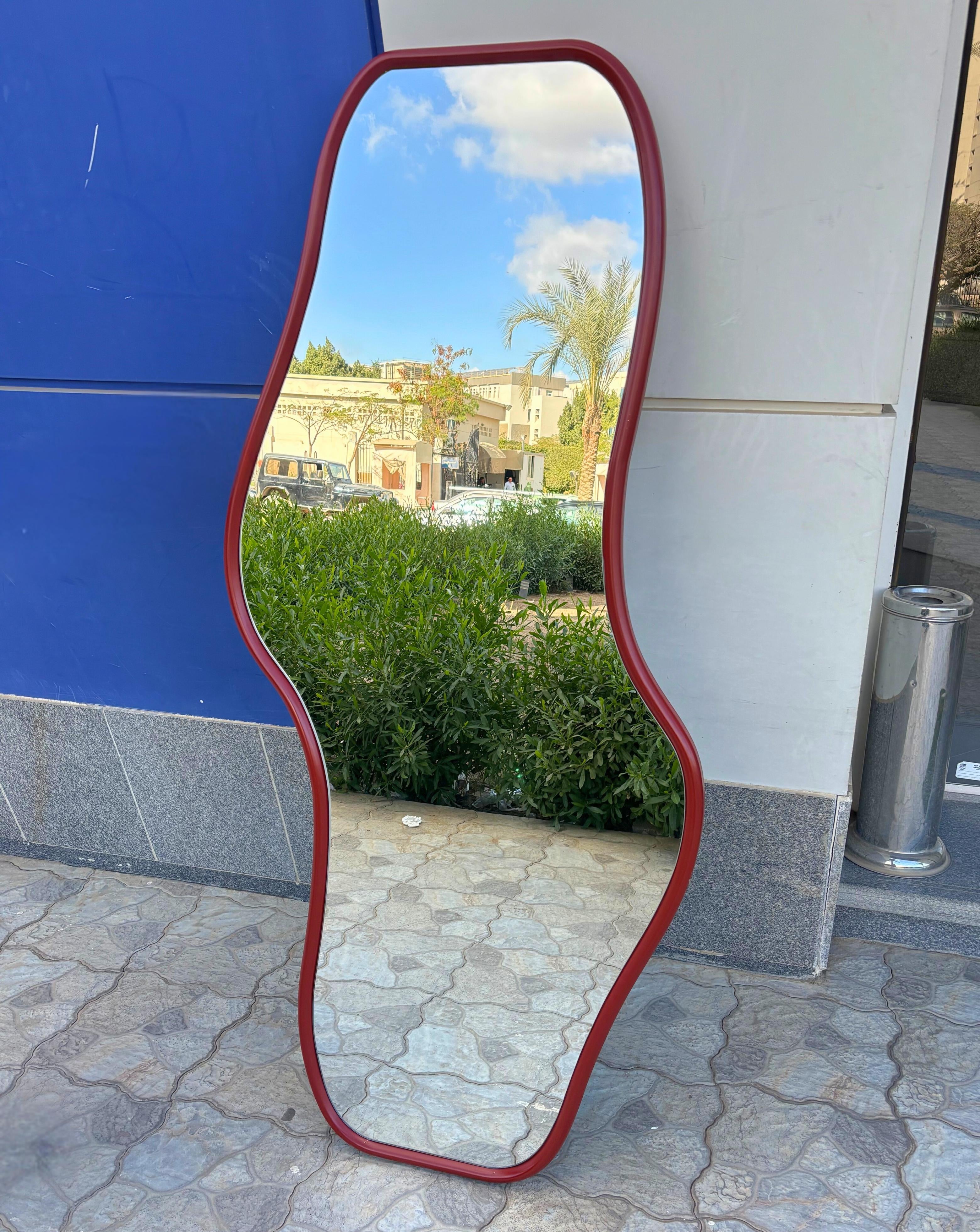 Burgundy Wave Mirror