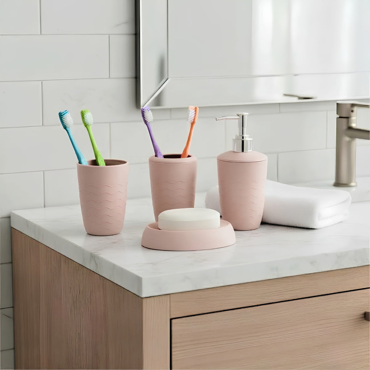 4-Piece Round Acrylic Bathroom Countertop Set