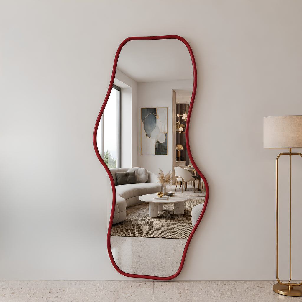 Burgundy Wave Mirror