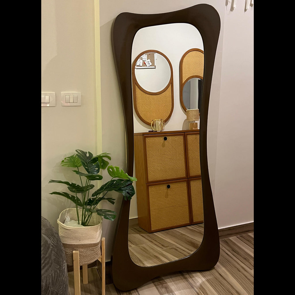 Brown Wave Standing Mirror