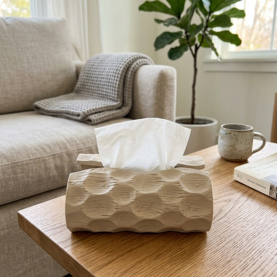 Carved Ceramic Tissue Box 5811