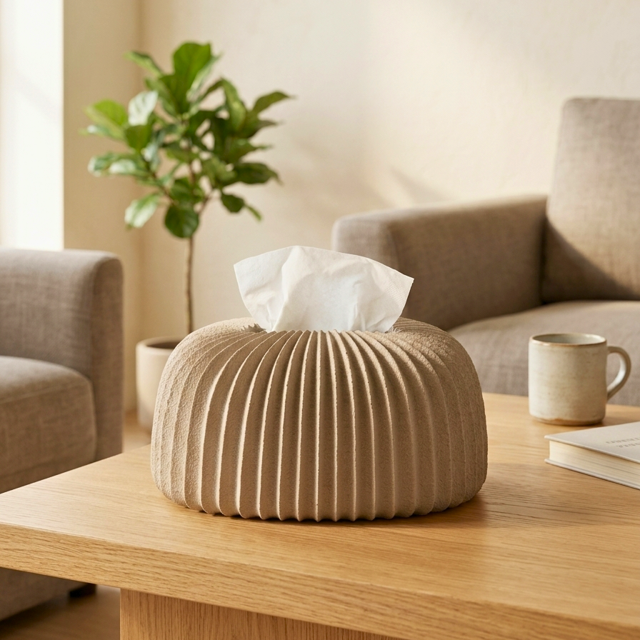 Ribbed Ceramic Tissue Box 5808