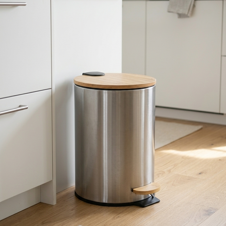 Soft-Close Pedal Bin 5L – Wood Top