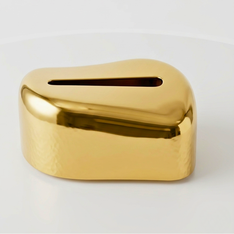 Modern Sculpted Metal Tissue Box