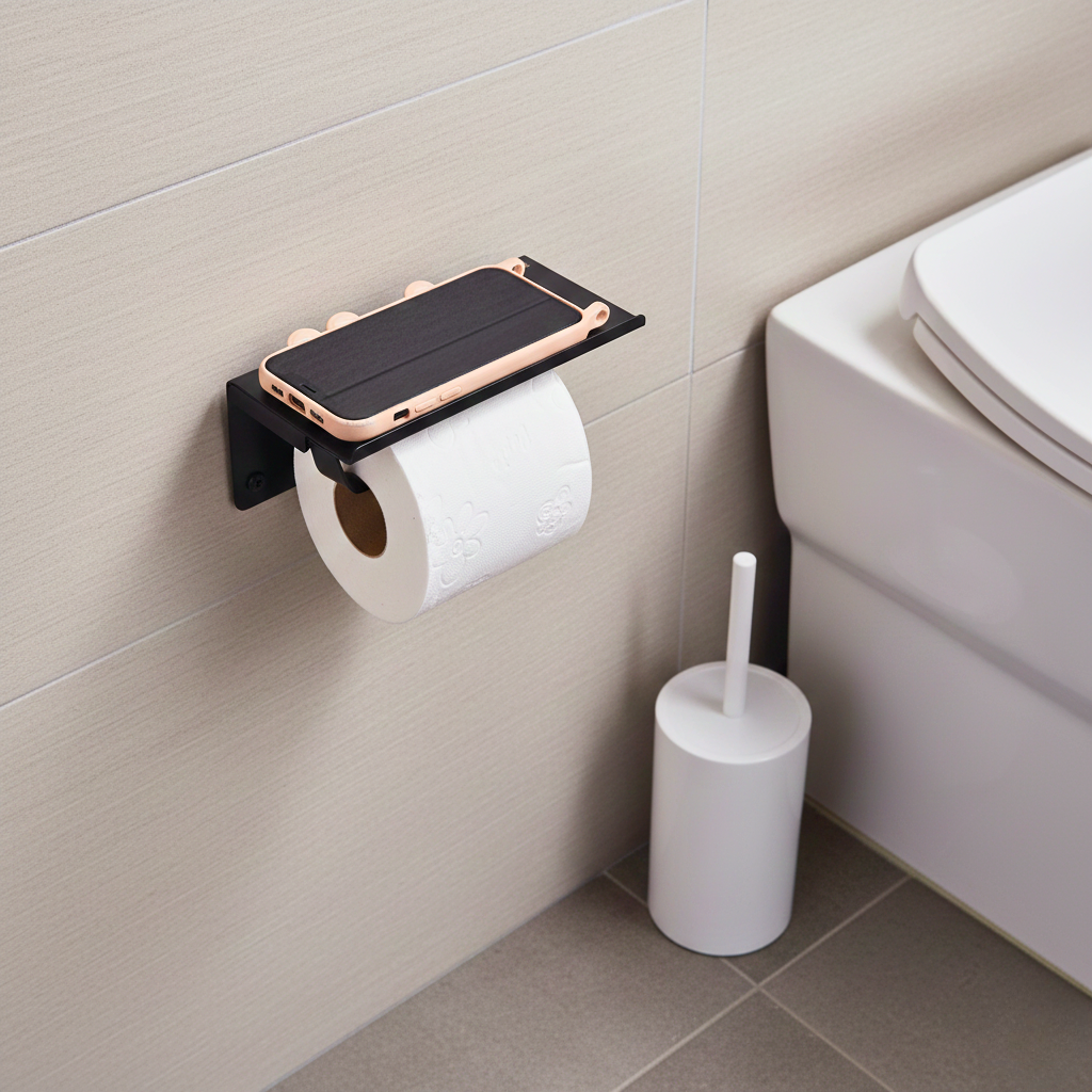 Toilet Roll Holder with Phone Shelf 6629