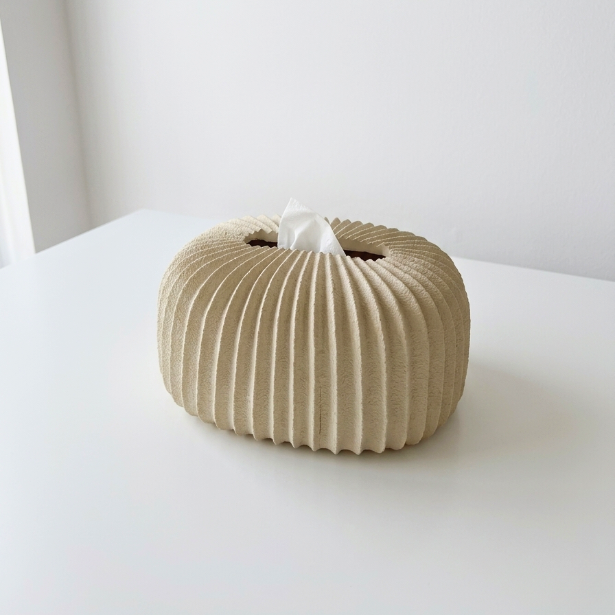 Ribbed Ceramic Tissue Box 5808