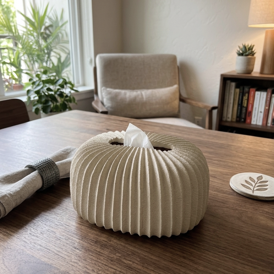 Ribbed Ceramic Tissue Box 5808