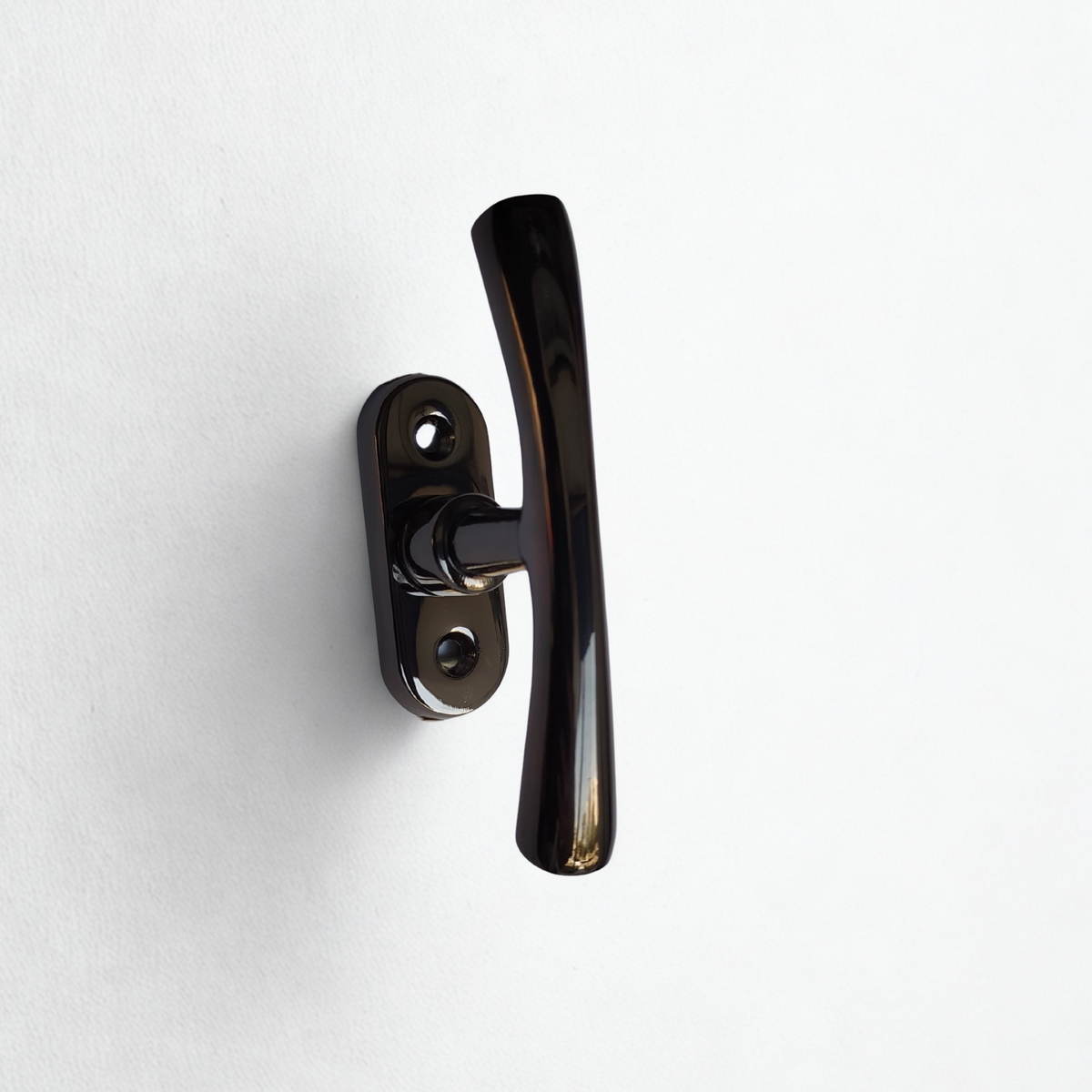 Black window handle on a white background